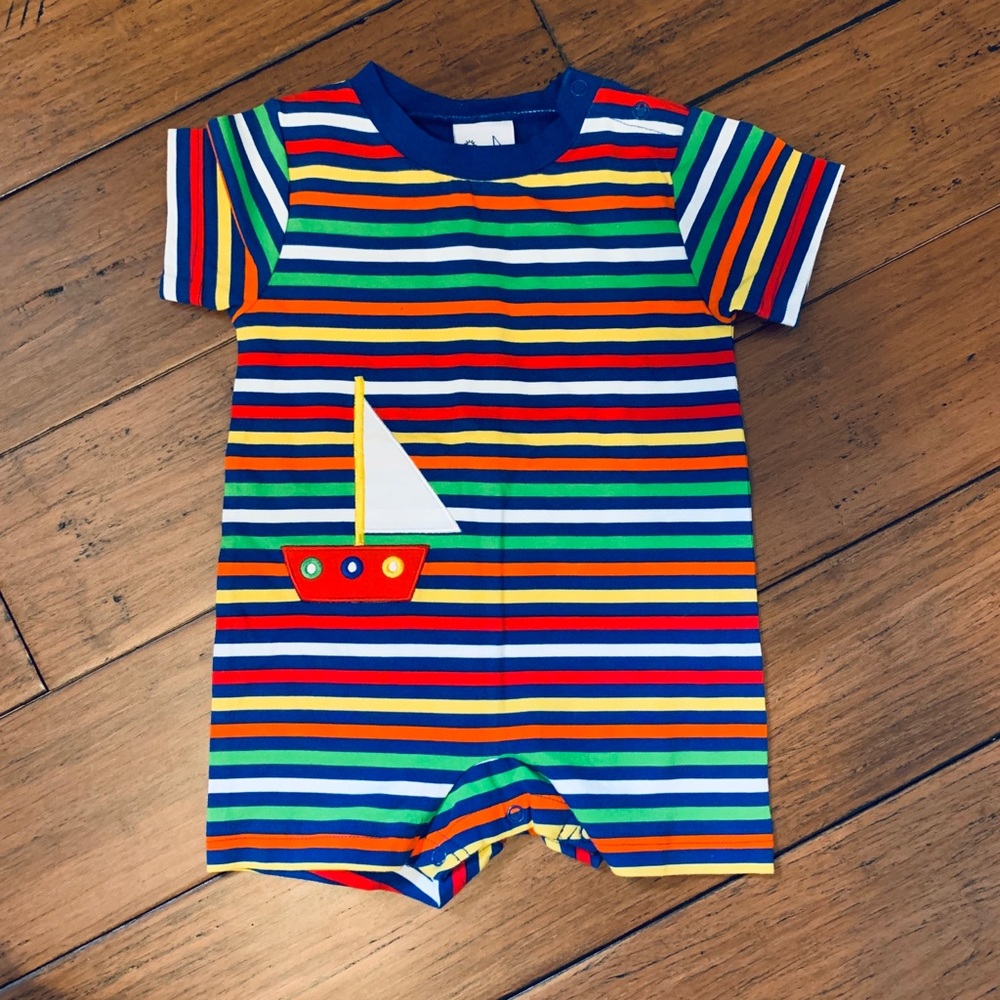 Florence Eiseman sailboat knit romper baby boy 9m